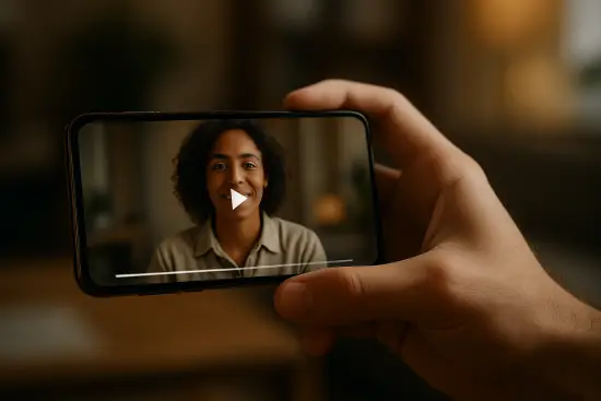 A picture to illustrate video testimonial impact.